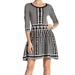 Nina Leonard Geometric Print Dress